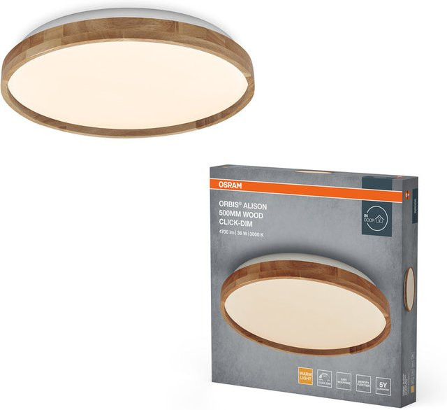 OSRAM ORBIS Alison LED Deckenleuchte in Holzdekor, 36W, dimmbar, Warmweiß, Durchmesser: 50 cm - Bild 1