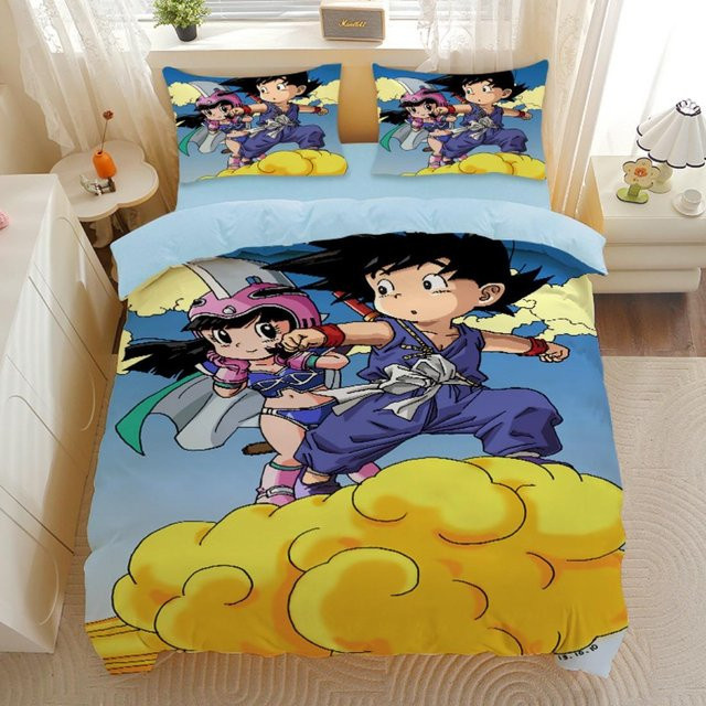 Dragon Ball Bettwäsche-Set Binchi Fitness mit Goku Super Saiyan Motiv, 3-teilig, Mehrfarbig, B/H: 150 x 200 cm - Bild 1