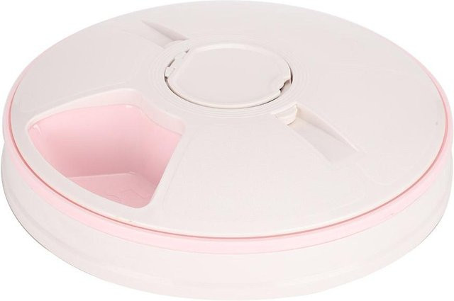Igeteck Automatischer Futterspender mit digitalem Timer und Portionskontrolle für Trocken- und Nassfutter, 6 Mahlzeiten, Weiß - Bild 1