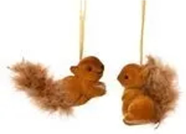 Kaemingk Christbaumschmuck Eichhörnchen aus Kunststoff, Braun, Beflockt, 2er Set, Höhe: 4 cm - Bild 1
