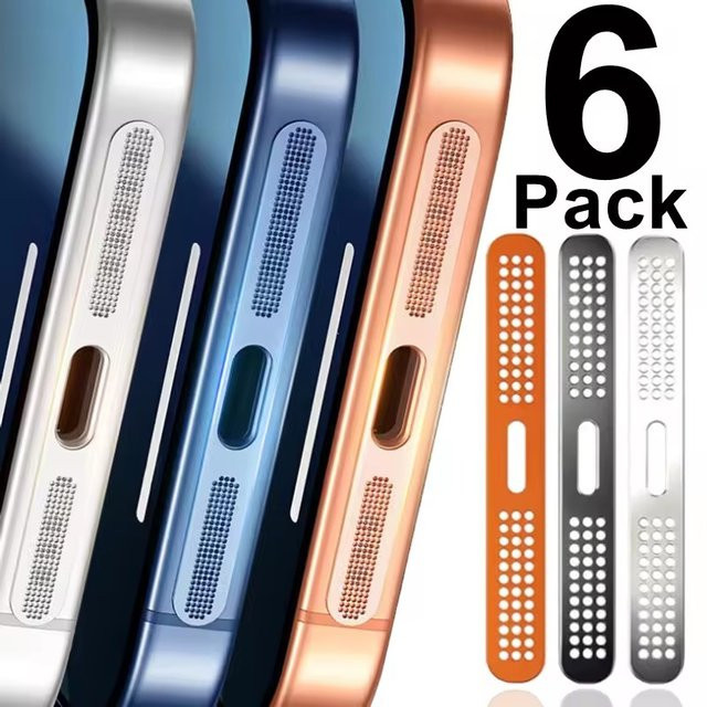 Apple Metall Staubdicht Lautsprecher Netz Aufkleber für iPhone 17 Pro Max und iPhone 17, Farbe: Silber - Bild 1