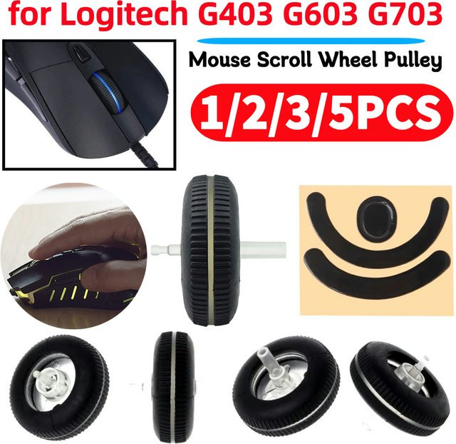 Logitech Gaming Maus Zubehör Set mit Scrollrad Riemenscheibe und Kunststoff Mausfüßen in Schwarz für G403 G703 G603 - Bild 1
