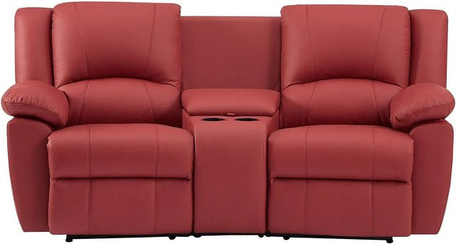 Vente-unique Relaxsofa Aroma in Rot aus Rindsleder mit 201 cm Breite - Bild 1