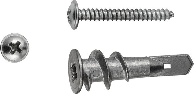 LUX-TOOLS Gipskartondübel aus Metall mit Schrauben in Silber, Durchmesser: 13 mm, Länge: 38 mm, 4 Stück - Bild 1
