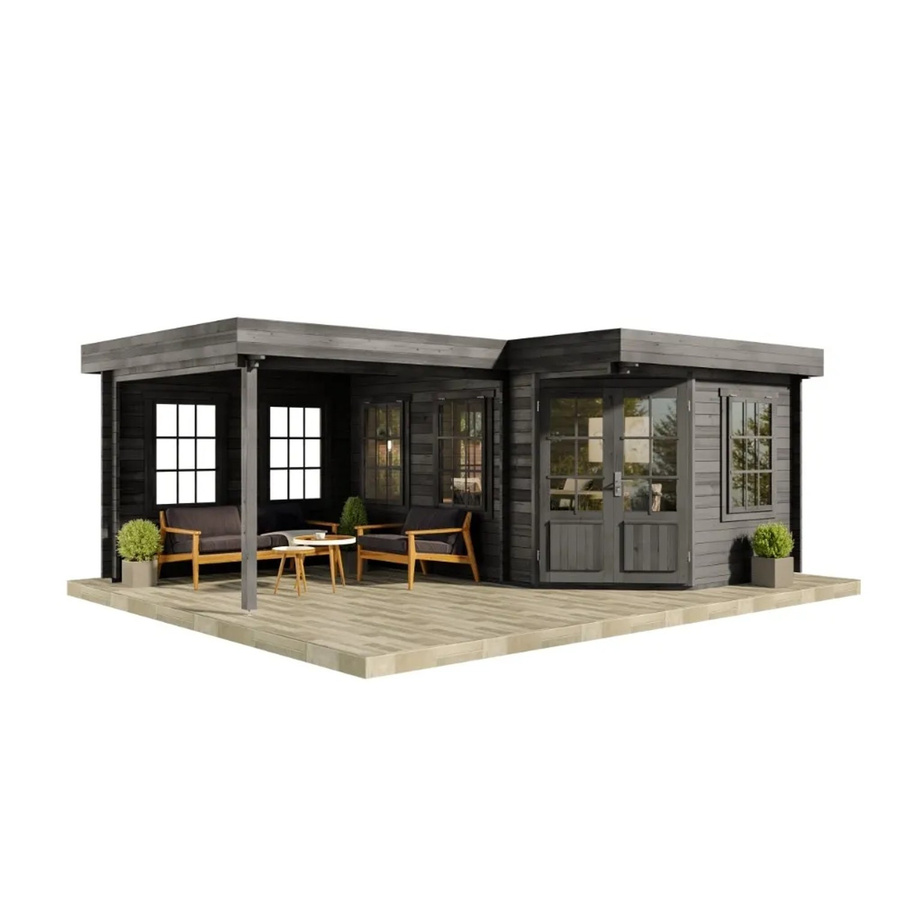 Alpholz Gartenhaus Set Pepe 5-Eck in Grau mit Dacheindeckung und Fußboden B/T: 618 x 462 cm - Bild 2