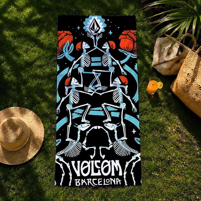 Volcom Mikrofaser Handtuch, schnelltrocknendes und saugfähiges Strandtuch in Multicolour, B/B: 90 x 178 cm - Bild 1