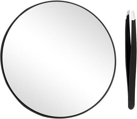 Flixab Kosmetikspiegel mit 30-facher Vergrößerung und Pinzette, Wandhalterung mit drei Saugnäpfen, Schwarz, Durchmesser: 15 cm - Bild 1