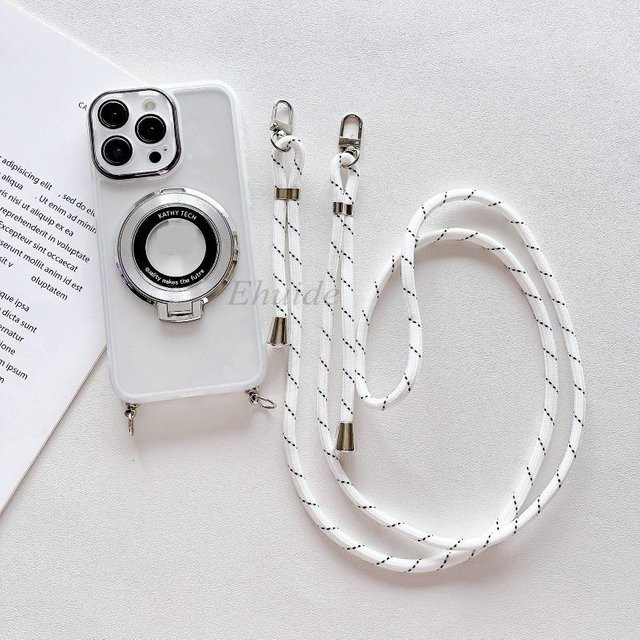 Magnetische Umhängetasche mit Lanyard für Tecno Spark 20 Pro, Camon 30 und Pova 6 Neo, inklusive kabellosem Laden, Farbe: Transparent/Weiß - Bild 1
