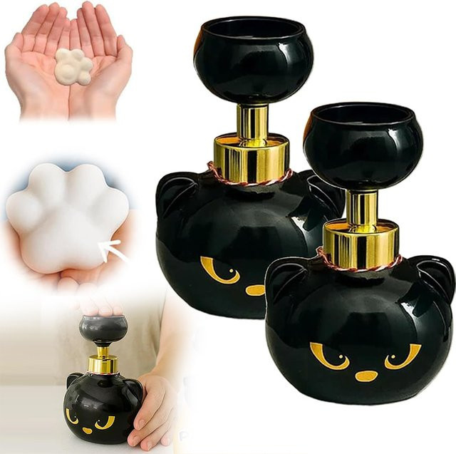 Multiyilego Schaum-Seifenspender Katzenpfote in Schwarz, 480 ml - Bild 1