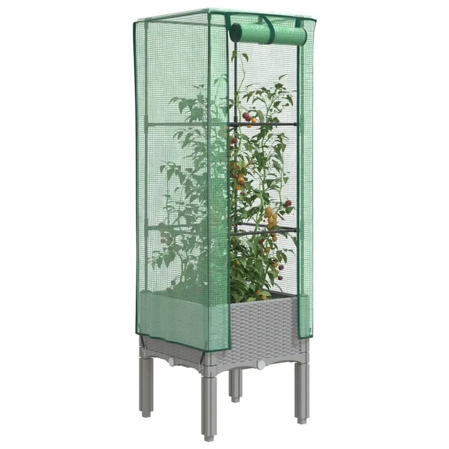 Furnicato Hochbeet mit Gewächshausaufsatz in Grau, B/T/H: 40 x 40 x 140 cm - Bild 2