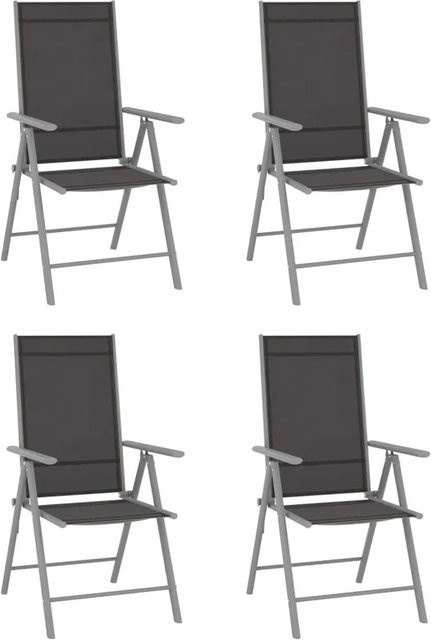 Furnicato Gartenstühle Set 4er Pack klappbar aus Aluminium und Textilene in Schwarz - Bild 1