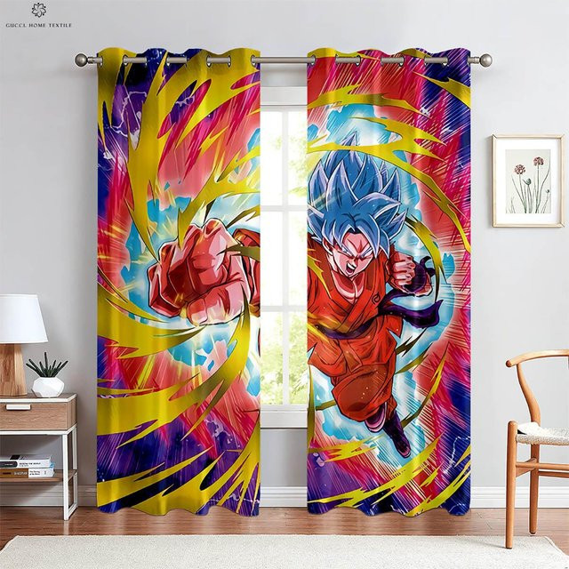 Dekorative Anime Vorhänge mit japanischem Comic-Print von Yiran Furniture, 2er-Set, Mehrfarbig, Breite: 50 cm, Höhe: 130 cm - Bild 1