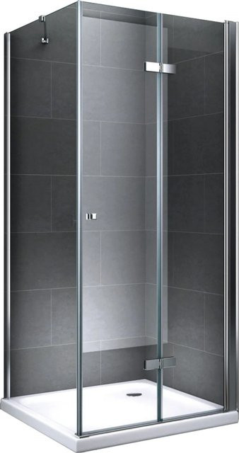 Dein Bau Projekt Duschkabine Duschtrennung Eckdusche aus Klarglas, Rechteckig, Transparent, B/T/H: 80 x 80 x 190 cm - Bild 1