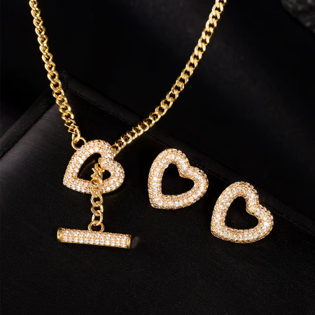 ZAKOL Schmuckset, Herzform, Zirkonia, Gold, Damen