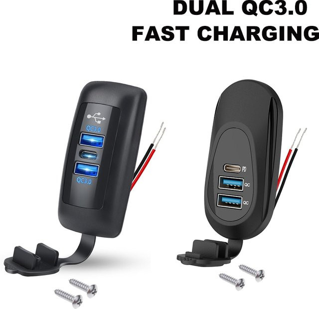 kebidumei 3-Port 12V Wohnmobil USB-Ladebuchse mit QC3.0+PD Schnellladung und USB-Anschluss, wasserdichter Stromadapter für dein Auto in Schwarz - Bild 1