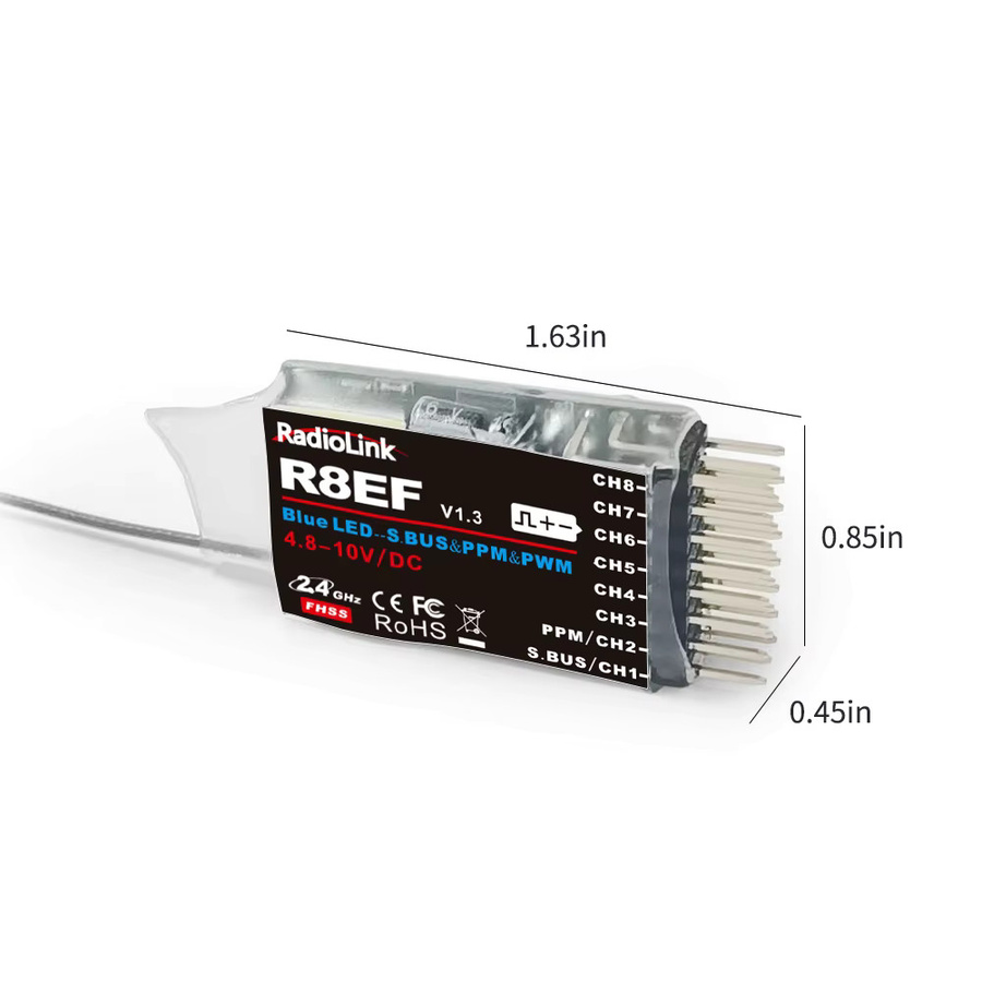 Radiolink R8EF 2,4GHz 8-Kanal-Empfänger mit S-Bus, PPM und PWM für RC Auto, Boot und Drohne - Bild 2