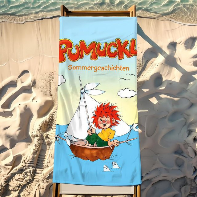 JMG Household Supplies Handtuch Pumuckl und Meister Eder Strandtuch für Pool und Strand, Mehrfarbig, B: 70 cm, L: 140 cm - Bild 1