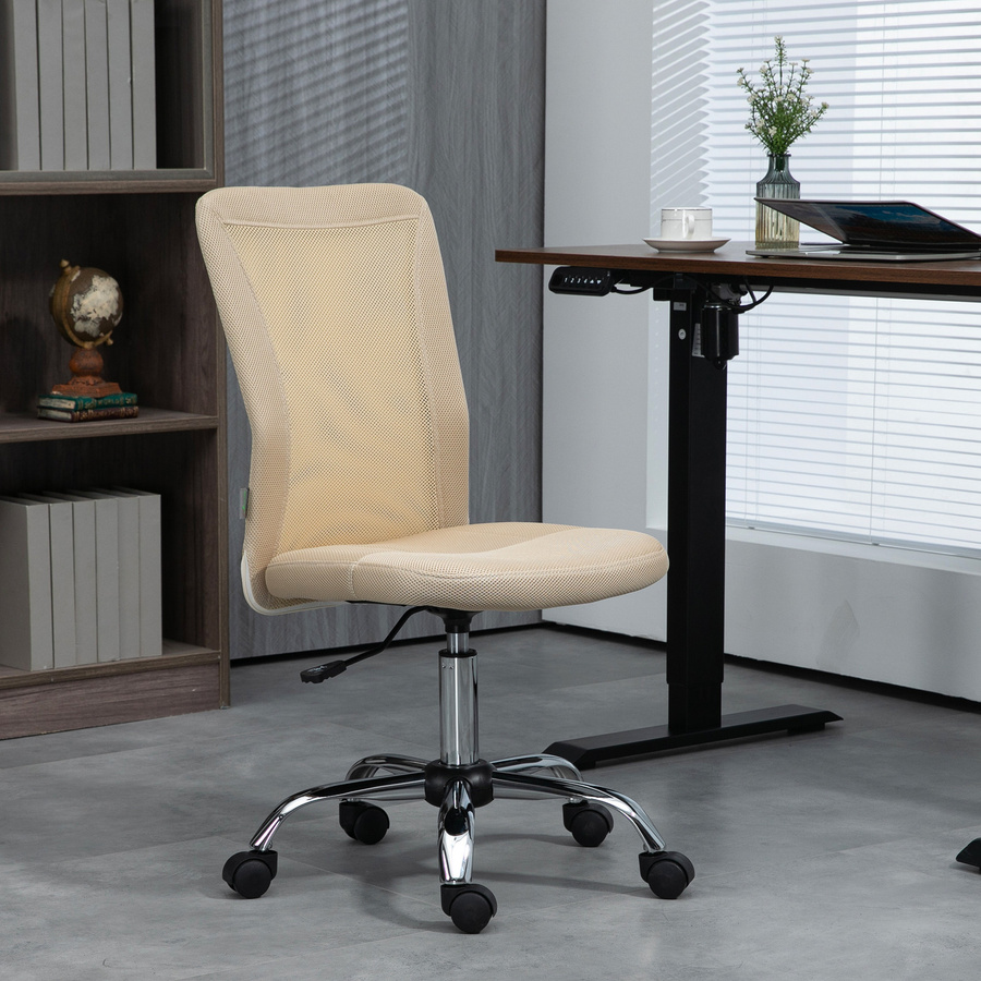 Vinsetto Ergonomischer Bürostuhl mit Mesh-Bezug und verchromtem Fußgestell, beige, Aosom - Bild 2