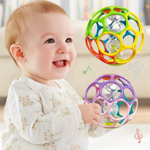 Weicher Baby-Greifball, Rasseln mit Glockenball, pädagogisches sensorisches Spielzeug, ab 0 Jahre - Bild 1