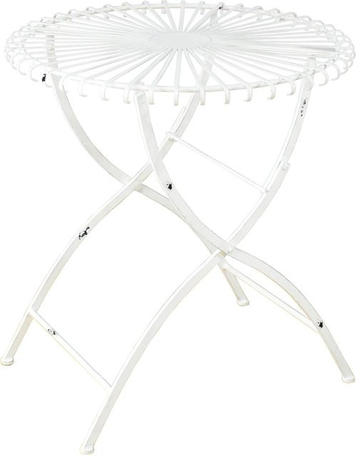 HTI-Living Gartentisch Romantic Garden Weiß mit Zierornamenten, Durchmesser: 70 cm, Höhe: 75 cm - Bild 1
