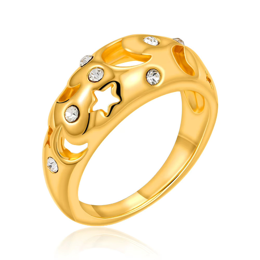 Erpels Ring, 750 Gold, Edelstahl, Mond Stern, Damen - Bild 4