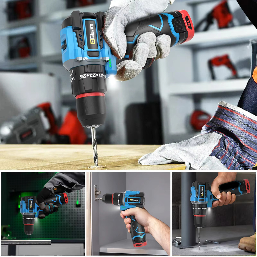 Gisam Akku-Bohrschrauber Bürstenlos mit 95 N.m Drehmoment und 10 mm Ratsche-Chuck für Metall und DIY-Arbeiten - Bild 3