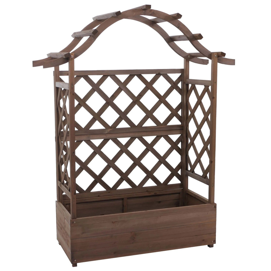 PROREGAL Hochbeet aus Tannenholz mit Rankgitter in Braun, H x B x T: 138 x 110 x 44 cm - Bild 2