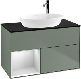 V&B Waschtischunterschrank Finion 100 mit Wandbeleuchtung, Farbe Weiß lackiert, B/T/H: 100 x 50,1 x 50,1 cm - Bild 1