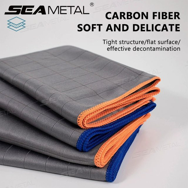 SEAMETAL Mikrofaser-Carbontuch zur Glasreinigung von Fenstern, Weingläsern und Geschirr in Blau und Grau, B/H: 40 x 40 cm - Bild 1
