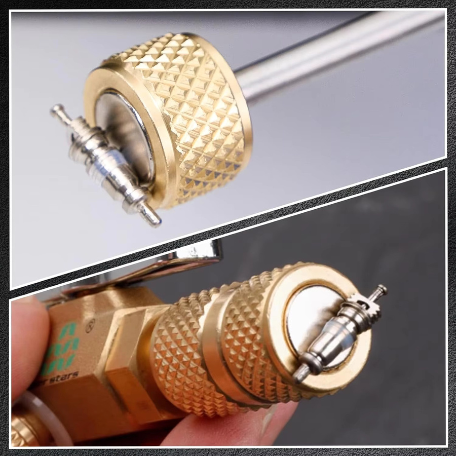 Super Stars Ventilkern-Entfernungswerkzeug für HVAC, Dual-Size-SAE Schrader-Ventil-Entferner für R410, R22, R134A, R32, Farbe: Gold - Bild 4