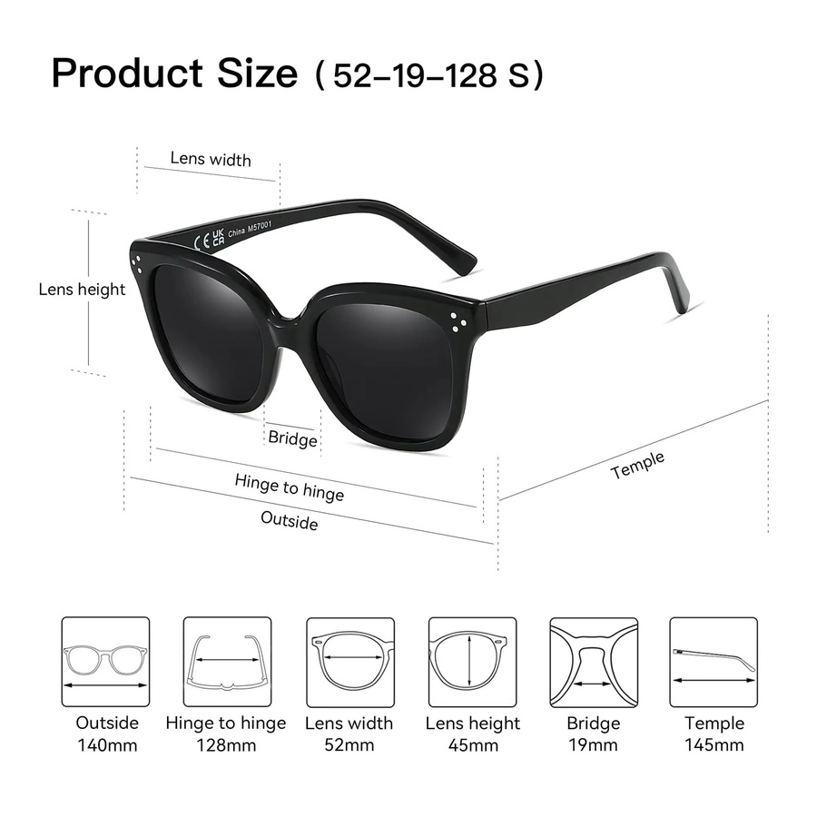BLUEMOKY Sonnenbrille, quadratisch, Vollrand, Acetat, schwarz, Damen - Bild 3
