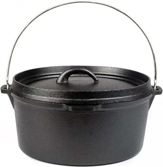 DELUKE Dutch Oven Feuertopf aus Gusseisen in Schwarz, Volumen: 7,5 l, B/T/H: 17 x 33 x 35 cm - Bild 1