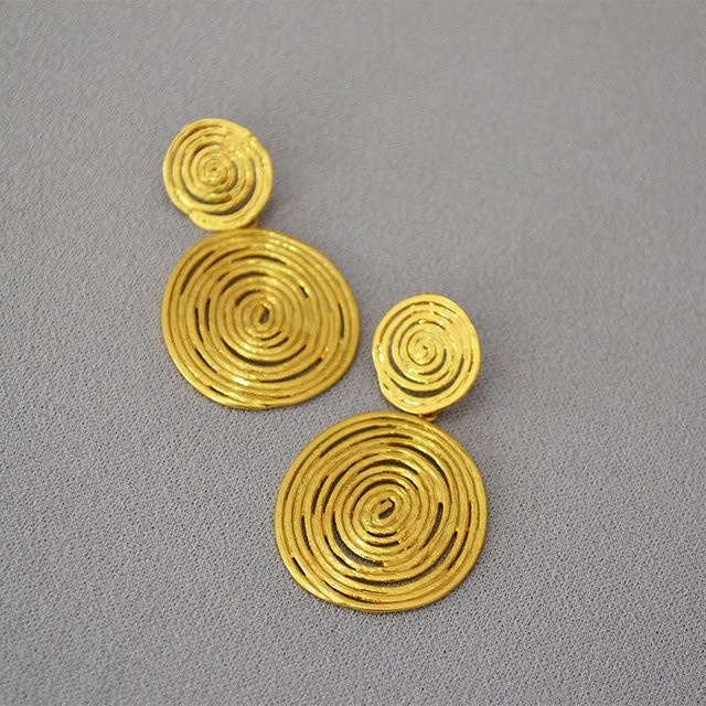 Ohrringe Messing, goldplattiert, 925 Silber, Damen, Vintage - Bild 1