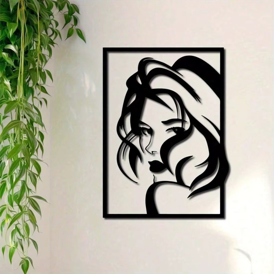 CIFBUY Wandkunst aus Metall in Schwarz und Weiß mit minimalistischer weiblicher Silhouette zur Wandmontage - Bild 3