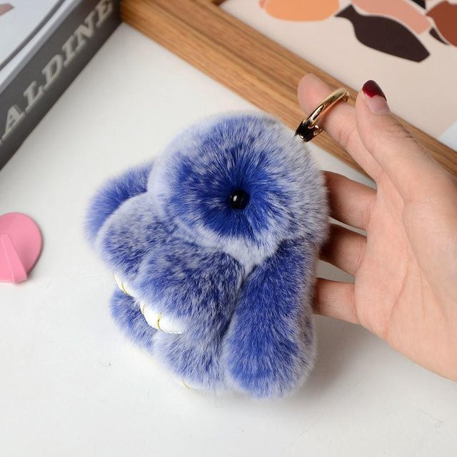 Schlüsselanhänger Linyi toy, Pelz Pompon Kaninchen, gray, Damen, Mädchen - Bild 1