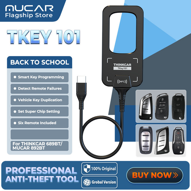 THINKCAR TKEY 101 Universeller Autoschlüssel-Programmierer in Schwarz mit 6 Fernbedienungen zur Unterstützung von Anti-Diebstahl-Systemen für MUCAR 892BT und THINKCAR 689BT - Bild 1