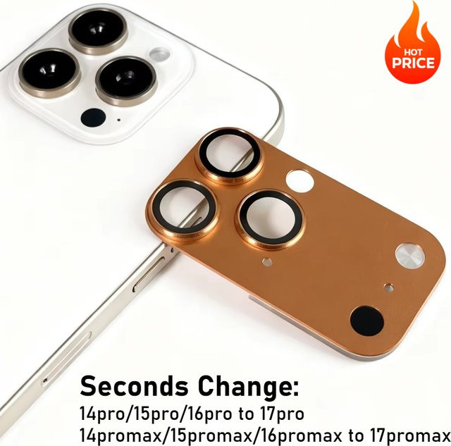 Apple Kamera Objektiv Schutz Voll Metall Rüstung Glas Abdeckung für iPhone 16/15/14 Pro Max und 16/15/14 Pro in Gold und Orange - Bild 1