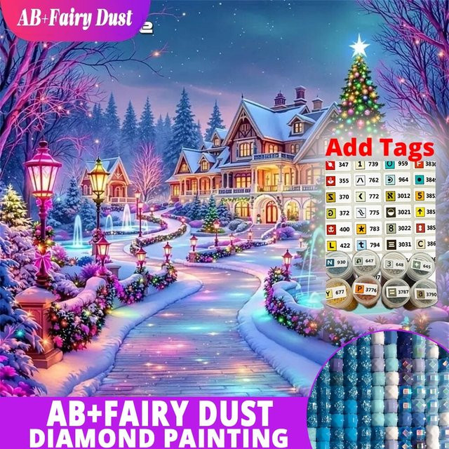 Potdemiel Diamantstickerei DIY Set Winterlandschaft mit Mosaik-Stickmuster in Mehrfarbig - Bild 1