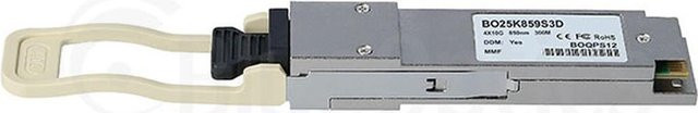 BlueOptics BO25K859S3D QSFP-40G-ESR4 Transceiver, kompatibel mit Source Photonics, MPO/MTP, 40GBASE-ESR4, Multimode Fiber, 4x850nm, 300 Meter, Farbe: Silber - Bild 1