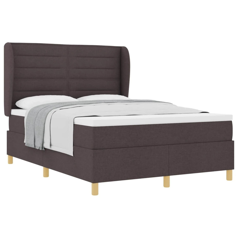 vidaXL Boxspringbett mit Matratze in Braun, Modernes Design mit Stoffbezug und Schaumstoffkern, B/T/H: 140 x 190 cm - Bild 2