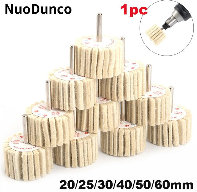 NuoDunco Wollfilz Polierpad mit 6mm Schaft zum Polieren und Schleifen für Metall und Holzbearbeitung - Bild 1