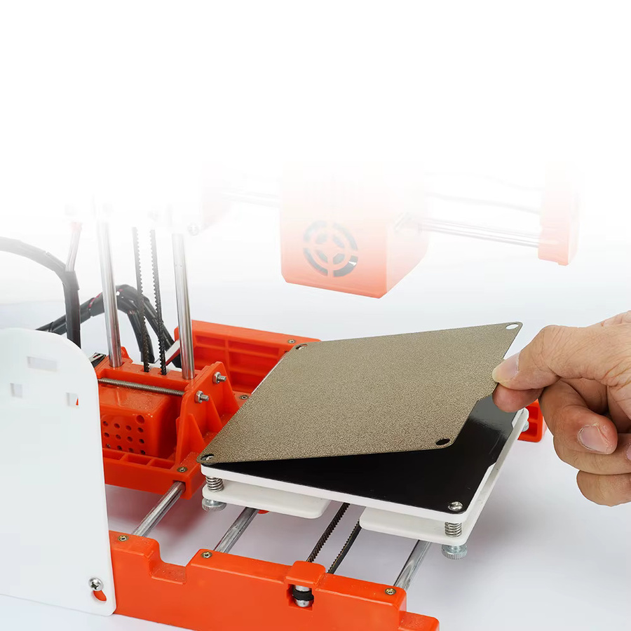 Easythreed Bauplatte für K7 K9 Mini-3D-Drucker mit doppelseitiger Texture PEI Federstahl und magnetischer Basis, Schwarz, B: 120 mm, T: 120 mm - Bild 3