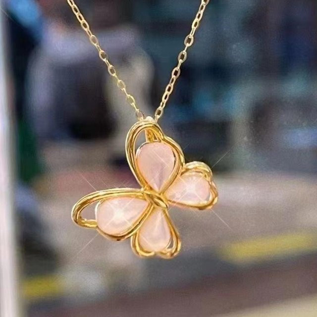 Schmetterlingsanhänger 750 Gold, Weiße Muschel, Damen - Bild 1