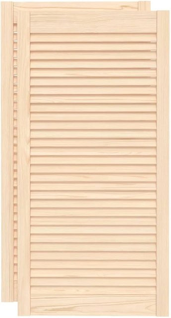 Yiwydaa Schranktüren mit Lamellendesign aus Massivholz Kiefer in Beige, 2 Stück, B/H: 49,4 x 99,3 cm - Bild 1