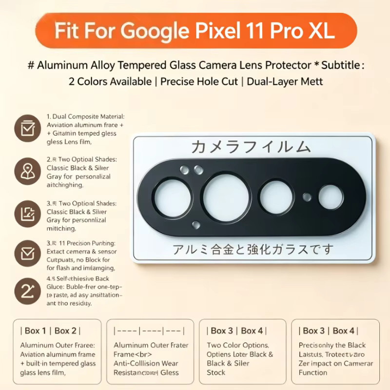 Schutzring für die Rückkamera aus Aluminiumlegierung für Google Pixel 11 Pro XL in Schwarz - Bild 2