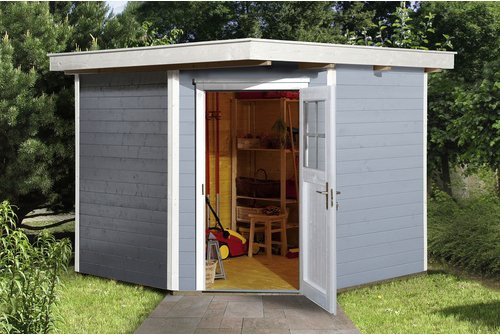 WEKA Holz-Gartenhaus mit Flachdach aus europäischer Fichte in Grau, B/H/T: 270 x 217 x 235 cm - Bild 2