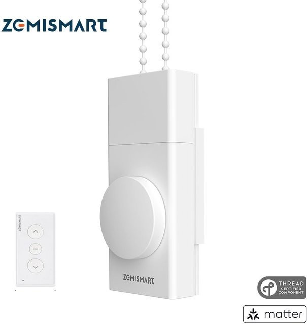 ZemiSmart Matter Thread Rolladenmotor MTP1, wiederaufladbar, Farbe: Weiß, kompatibel mit Homey, HomeKit, Google Home Assistant und SmartThings - Bild 1