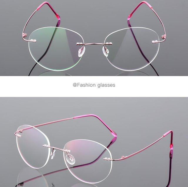 Binchi Outdoor Product Randlose Runde Korrektionsbrille, Pink, Unisex, Metall - Bild 1