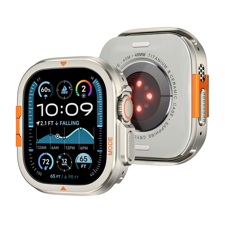CAOWTAN Rahmenschutzhülle für Apple Watch, Aluminium, Silber, Unisex - Bild 3