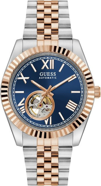 Guess Herrenuhr Connoisseur, Automatik, Edelstahl, Blau, 42 mm - Bild 1